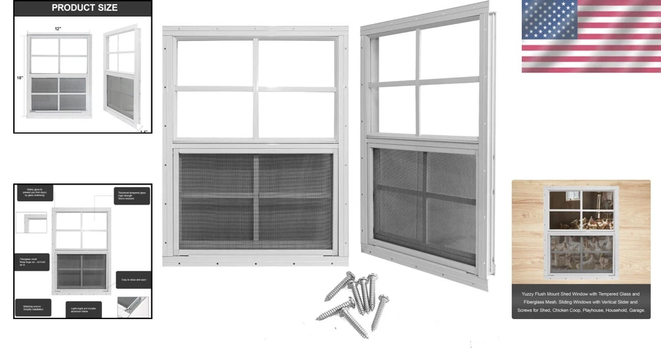 Weather-Resistant 2-Pack Small Aluminum Shed Windows with Adjustable Ventilation - Image 2 of 4