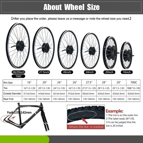 48V 2000W Ebike Conversion Kit Rear Rotate Gearless Motor 50A Controller Display - Bild 4 von 18