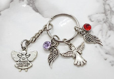 "Angels watching over me" Memorial Keyring Sympathy Funeral Gift