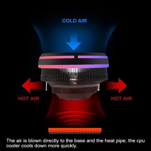Aigo CPU Cooler 120mm PWM Fan RGB 12V 4Pin RGB Air CPU Cooling Computer Quiet PC - Picture 6 of 7