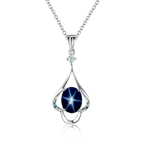 6 Ray Star Ruby Pendant Ruby Necklace 925 Silver Jewelry Pendant, Christmas gift - Picture 2 of 8