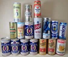 (17) Vintage Large Beer Cans EMPTY Open Mixed Brands Collection Lot 25