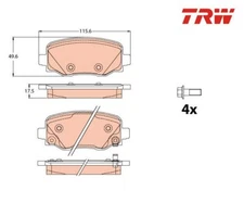Brake Pad Set, Disc Brake TRW GDB2116 for Fiat 500X