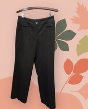 Ann Taylor Workwear Brown Pinstriped Lined Pants Size 8 Curvy Just Below Waist