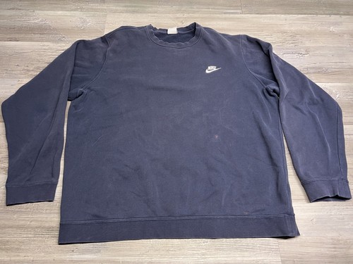 Vintage Nike Crewneck Sweatshirt Blue Tag Swoosh Embroidered Logo XL Sun Faded
