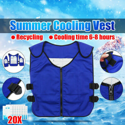 Gilet Réfrigérant Fin Avec Poches Pour Blocs De Glace – Anti-insolation – Unisexe Bleu