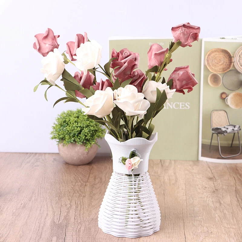 Modern Flower Vase White Pink Blue Plastic Vase Flower Pot Basket Nordic H oa