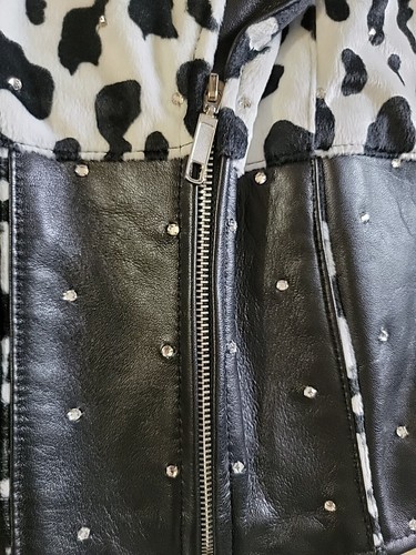 Twins Leather Womens Vest Small Black Cowhide Bling Rivets Zip Up Large - Picture 6 of 17