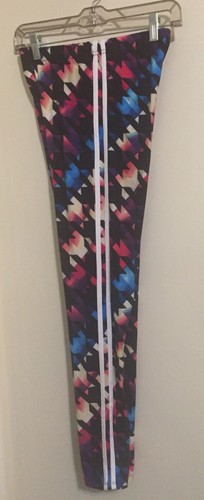Women's Leggings Multi Colored w White Stripes By New Mix Size :One Size NWT - Picture 3 of 4
