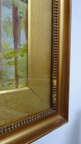 LANDSCAPE RIVER BRIDGE LAKES DISTRICT? Lrg W/C Painting E.H.CHARNLEY GILT FRAMED - Picture 9 of 12