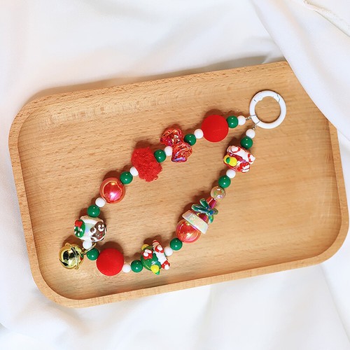 Santa Hat Phone Charm Chain Strap Bead Bell Anti-Lost Lanyard Christmas Gifts - 第 3/14 張圖片