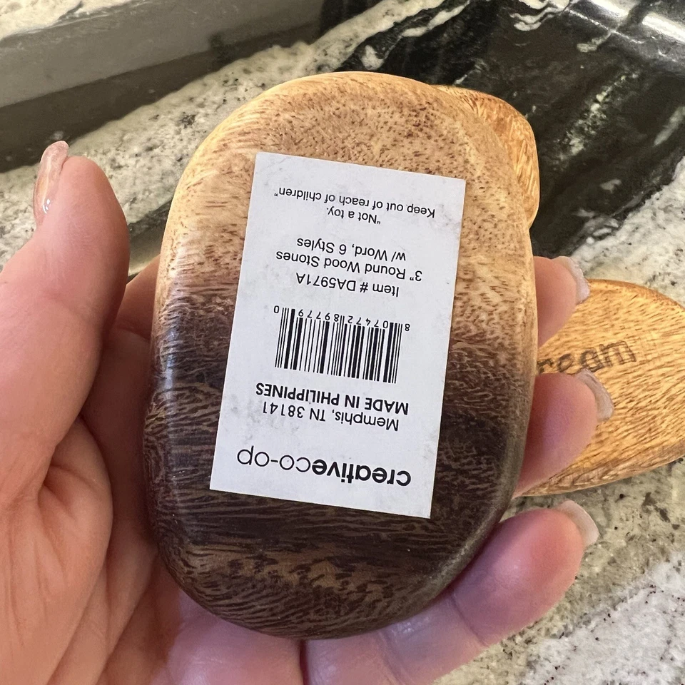 Juego cooperativo creativo de 3 rocas talladas en madera letrero conmemorativo Dream Love Fly inspirado Foto 2 de 4