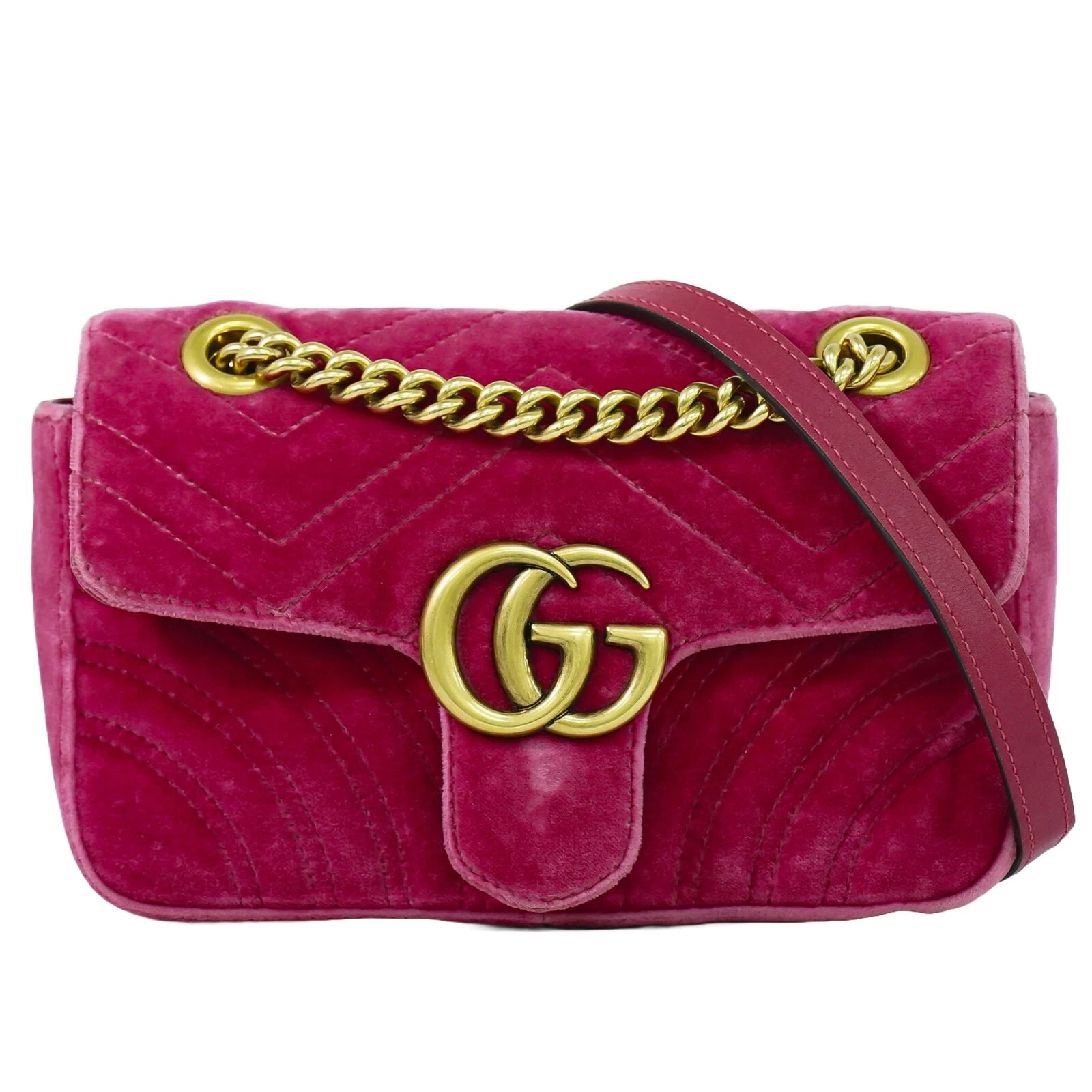 Sac bandoulière bandoulière GUCCI GG Marmont 446744 velours rose or