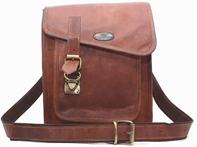 11'' Men's Finest Leather Vintage Sing Messenger Handmade Briefcase Bag Satchel
