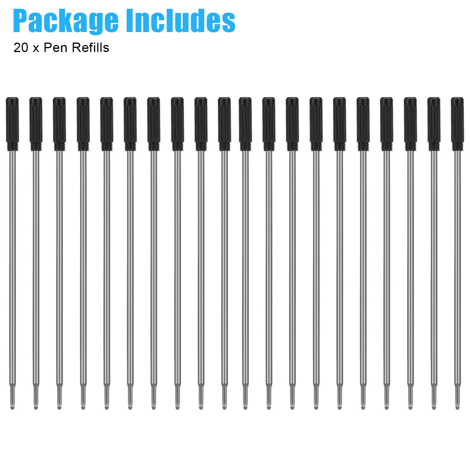 20Pcs Cross Style Ballpoint Pen Refills Smooth Flow Ink 1.0mm Medium Point Black