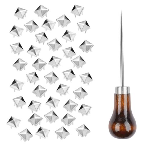 500 Pieces 10 mm Square Pyramid Studs for Clothing Bag Leather Shoes Punk Roc...