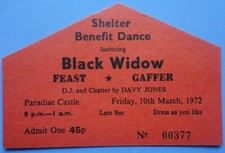 Black Widow Concert Ticket March 10, 1972 Town Hall, Torquay, Devon, England
