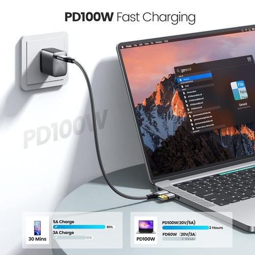 Geflochtenes USB C Typ-C Schnellladen Daten Sync Ladekabel Kabel 1/3/5/6 Fuß Posten - Bild 24 von 47