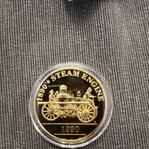 1990 2 oz .999 Silver Joe's Fire Truck Series 1890's Steam engine UNSUNG HEROES - Picture 1 of 4