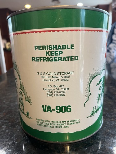 VTG S & S Cold Storage Scallops One Gallon Tin Can Hampton VA Clean - Picture 3 of 10