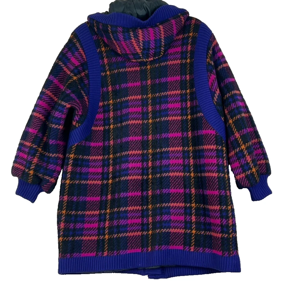 Abrigo Chaqueta Yves Saint Laurent Rive Gauche Tartán Lana de Cordero Púrpura Madera Botón Foto 2 de 4