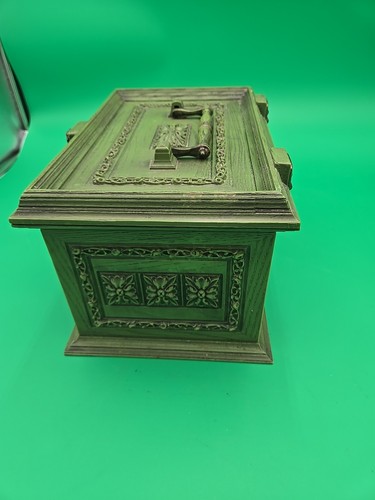 Scatola da cucire vintage anni 60 Max Klein verde plastica finto legno verde avacado MCM box - Foto 7 di 9