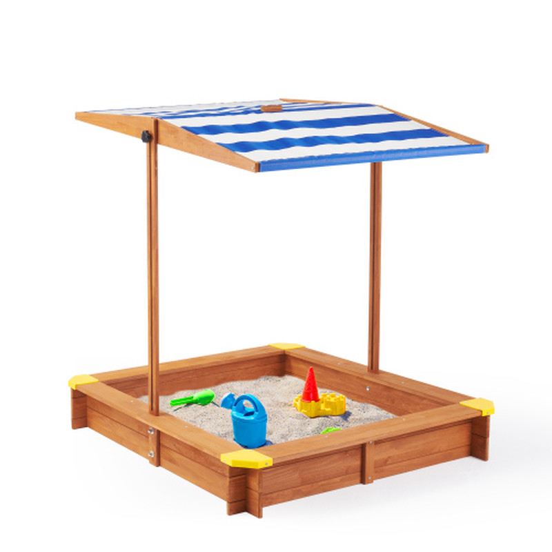 46" Cedar Sandbox with Adjustable Canopy - Outdoor Play for Children