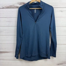REI Co-op Merino Wool Quarter Zip Blue Pullover Long Sleeve Top Medium FLAW