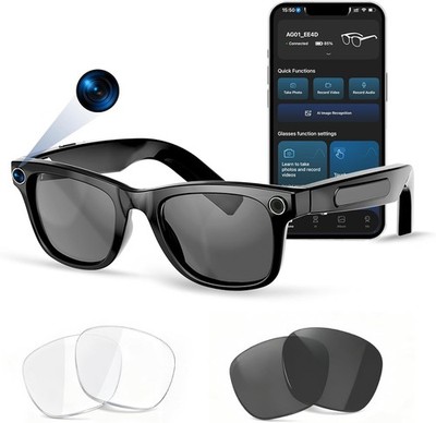 AI Smart Glasses with Voice Assistant, 8MP HD Camera Glasses, 1080P Video Record