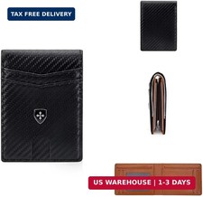 Slim Wallet Men Women Leather Bifold RFID Blocking Minimalist Card Holder Cash