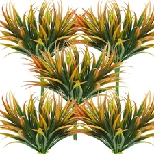 32 Pcs Artificial Grass Fake Plants 17.3in Outdoor Plastic Plants UV Resistan...