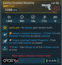 Borderlands 4⭐ROULETTE PISTOL ⭐ JAKOBS⭐TORGUE IMPACT ⭐G-ROLL⭐PC/PSN/XBOX