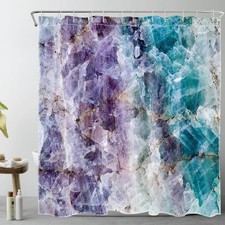 Marble Shower Curtain Purple and Teal Bathroom Shower Curtain Sets with Hooks