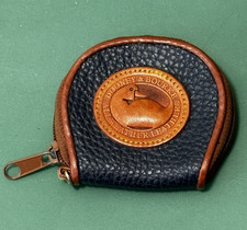 Vintage Dooney Bourke Blue Leather Round Coin Purse Pouch Zipper 3.5"W x 3"T