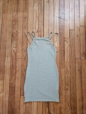 Prettylittlething Sage Ribbed Mini Dress Small