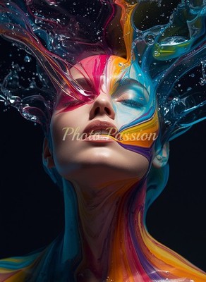 Foto A4 Portrait Frau Farben Poster (3845)