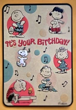 Peanuts "Snoopy" Happy Birthday Greeting Card (+Envelope 4.65x6.75"). 