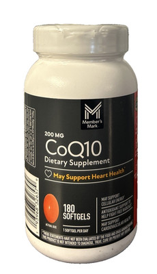 Member's Mark CoQ10 Softgels 200 mg 180 Count EXP 03/2028