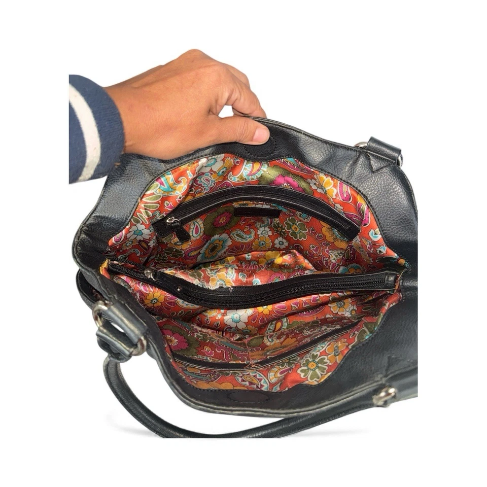 Clarks Black Leather Hobo Shoulder Bag Silver Tone Hardware - Image 2 of 4