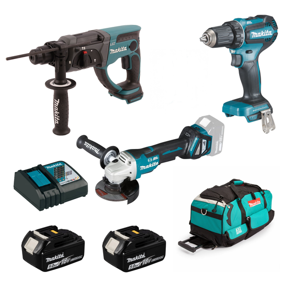 Makita Combo Set 18V Akku Handwerker 18V Combo Kit DGA467 DHR202 DDF485 7Tlg.-image