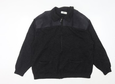 Schwarzer Herrenpullover mit durchgehendem Reißverschluss UK Größe L Marks and Spencer