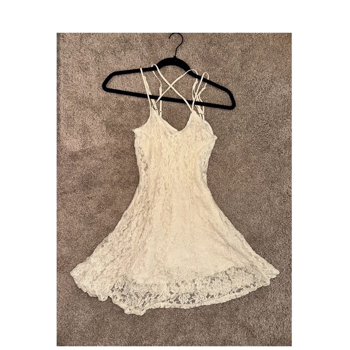 chinese dress ladies 60s White Slip Dress Featuring White Flower Lace By Vanity Fair