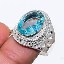 Aqua Aquamarine Gemstone 925 Sterling Silver Jewelry All Size Ring For Gift