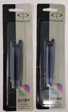 Lot of 2 Parker Quink 5 Pack Permanent Black Ink Refills 10 Total Cartridges