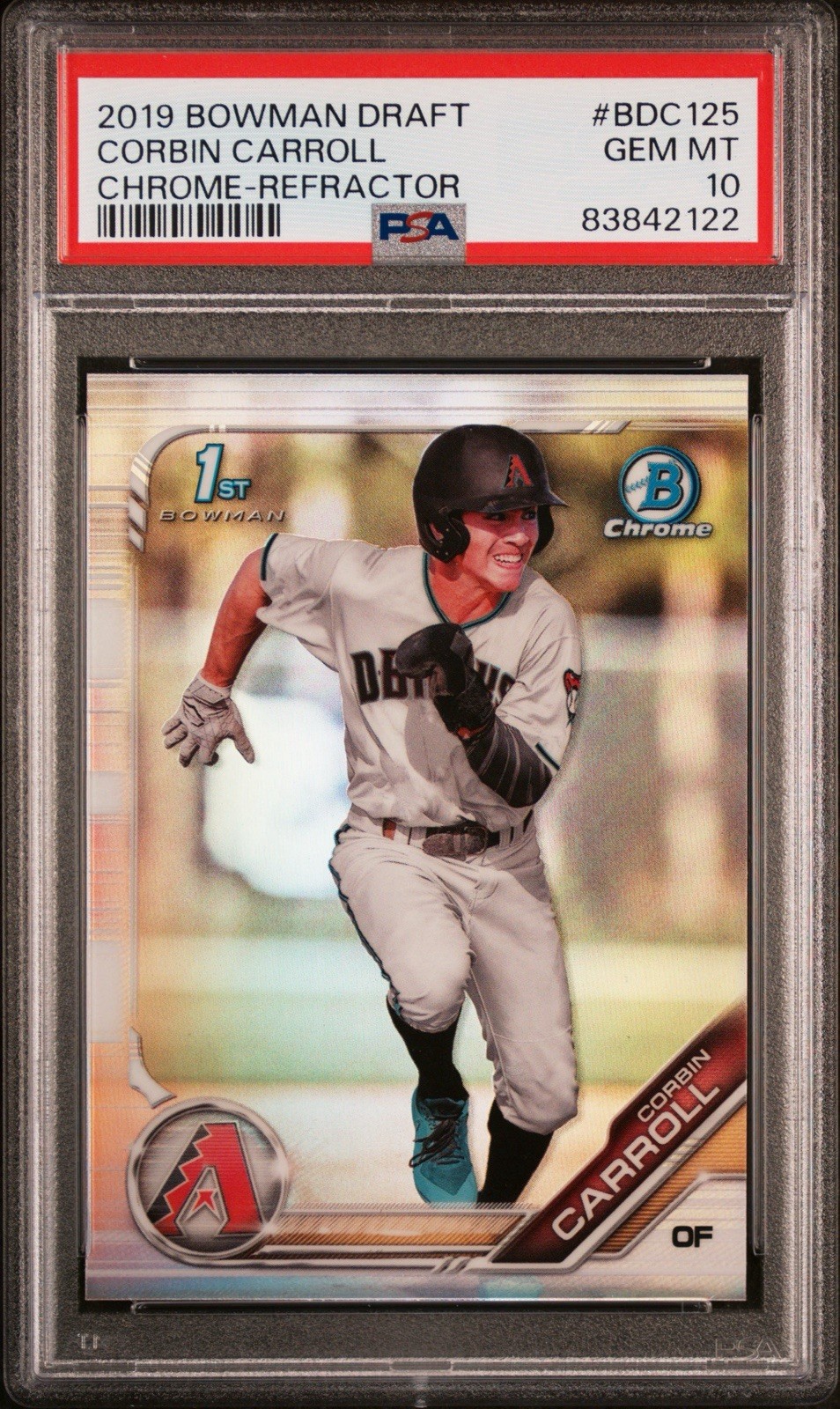 2019 Bowman Draft Chrome Refractor #BDC 125 Corbin Carroll RC PSA 10 GEM MINT