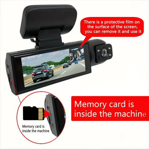 Dashcam A9 Full HD double objectif + écran IPS 3,16" + carte SD 64 Go - Foto 7 di 9