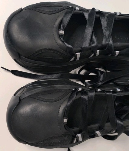 Lazy Oaf Happy Sad Lace-Up Ballet Black Shoes Sneaker EU 38 US 8 Women's Limited - Picture 7 of 11