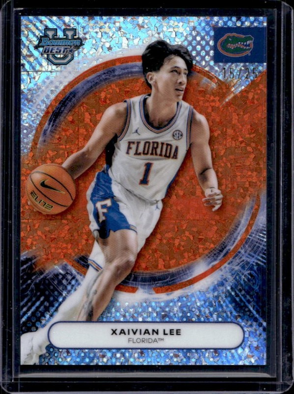 2025-26 Bowman Best University Xaivian Lee Orange Mini-Diamond Refractor #/25