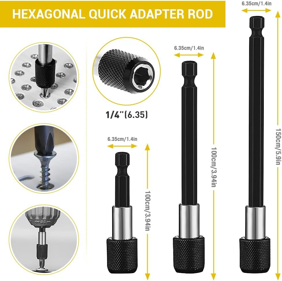 Flexible Drill Bit Extension Set 19pcs, Hex Shank 105°Right Angle One Size 