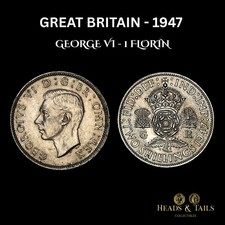 1947 GREAT BRITAIN (UK) 1 FLORIN / 2 SHILLINGS COIN (GEORGE VI)